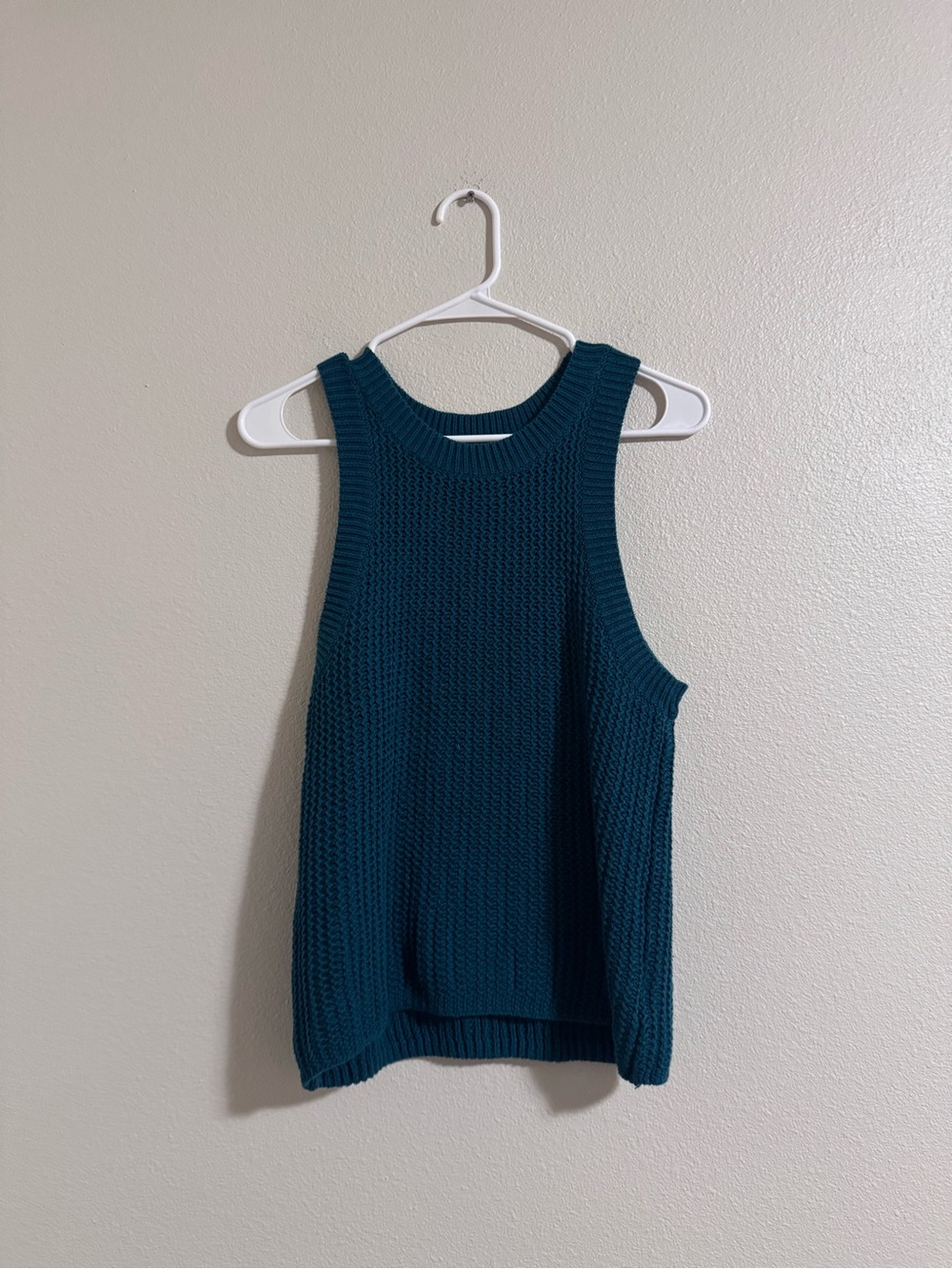Anthropologie Teal Ribbed Knit Sweater Tank